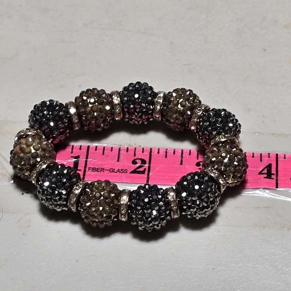 Mixed Metal Glitter Ball Stretchy Bracelet 14 - Picture 2 of 2